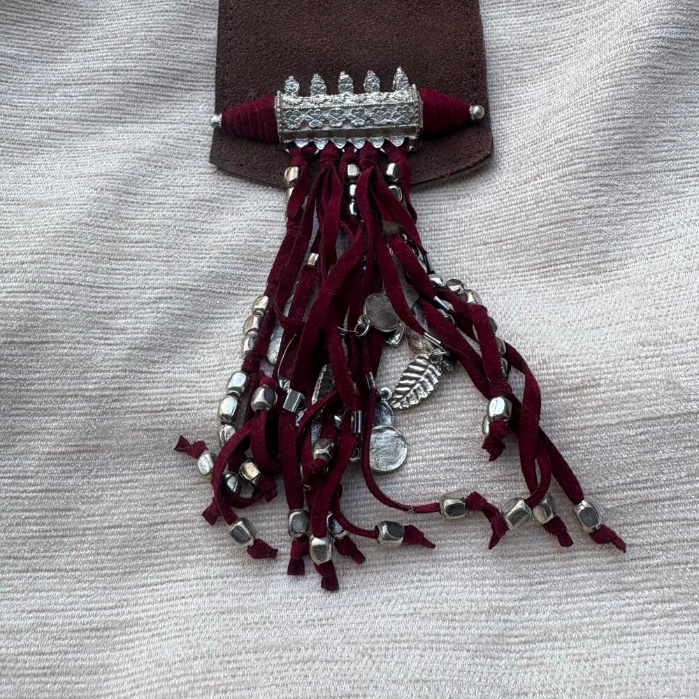 Earthbound Trading Co Purse Afghanistan Inspired Boho Leather Cotton Convertible - Picture 4 of 12